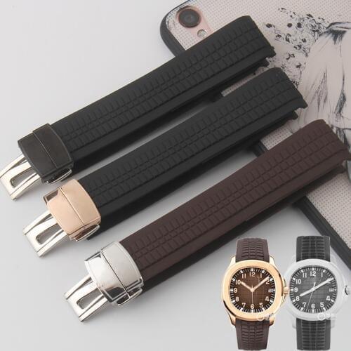 Silicone Strap 21MM Black Brown blue Arc Strap Rubber Strap for PP AQUANAUT 5167R-001 / 5167A-001 Mechanical Strap