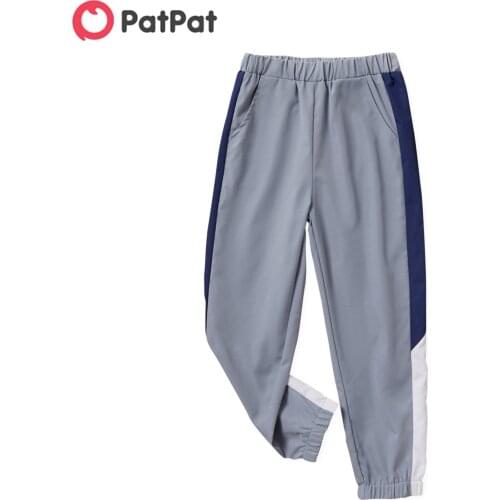 PatPat Kid Boy Colorblock Elasticized Casual Pants Sporty Sweatpants with Pocket