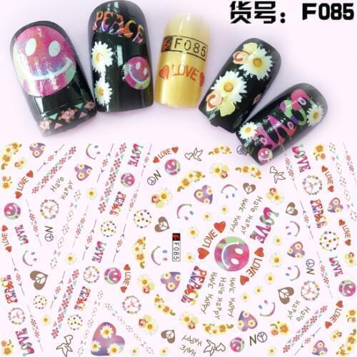 SUPER THIN SELF ADHENSIVE 3D NAIL ART NAIL SLIDER STICKER FLOWER DAISY PERFUME BOTTLE LIP STICK LOVE SWEET HEART F085-090