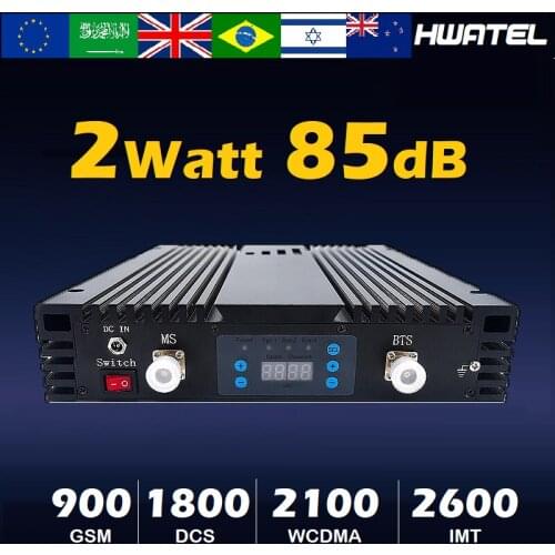 2 Watt 85dB Big Power 4G Signal Amplifier Booster Repeater GSM 2G 3G 4G 900 1800 2100 2600 Band 8 7 3 1 Rural Farmer Big House