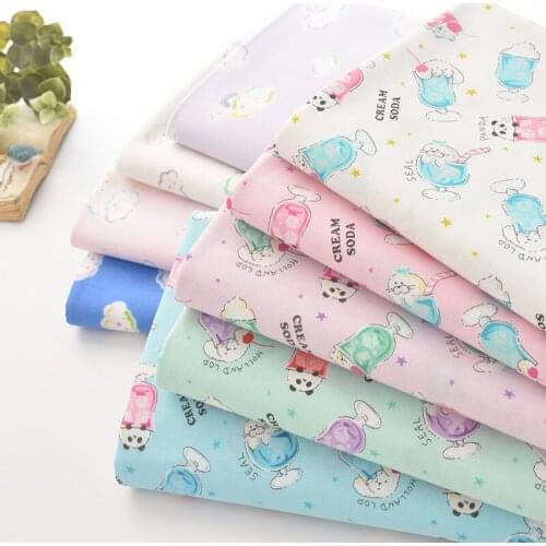 Japan vintage cotton COSMO bear pink white handwork fabric art Retro style fabric for DIY Bag 0.5meter