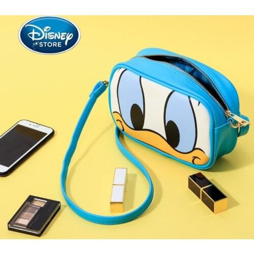 Disney PU Women Shoulder Bags Cartoons Minnie Donald Duck Square Messenger Bag Small Handbag Fashion Phone Bag For Girl