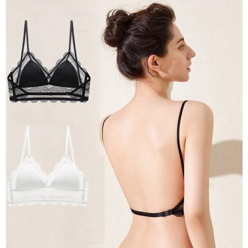Women Backless Sexy Bra Lace Seamless Bralette Underwear Women Low Back Transparent Bras Without Frame Soft Thin Underwear BH