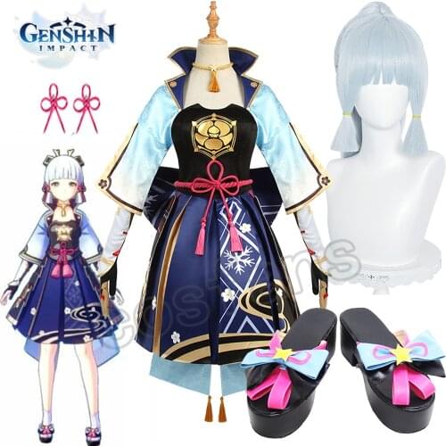 Game Genshin Impact Kamisato Ayaka Cosplay Costume Kamisato Ayaka Cosplay Costume Women Dress Sleeve Full Set Halloween Outfits