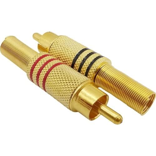 1/2/4Pcs Gold Plated RCA Connector Plug Audio Male Adapter With Spring Cable Protector