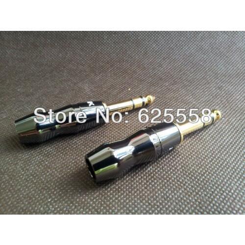 1 pair GOLD PLATED 6.3mm 1/4" STEREO AUDIO JACK PLUG connector for diy