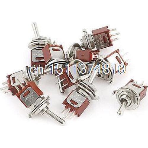 10Pcs AC 250V 1.5A SPDT 3 Pin ON/OFF/ON Latching Control Toggle Switches
