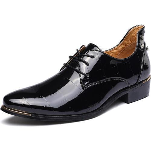 2018 Fashion Brand Men Office Career Leather Shoes Dress Shoes Pointed Toe Up Man Black Business Comfortable Shoes Size 37-48