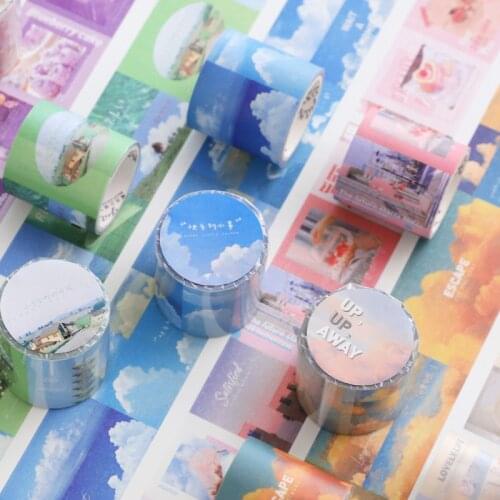 4 cm wide Dusk sky coffee Colorful Masking Washi Tape Decorative Adhesive Tape Decora Diy Scrapbooking Sticker Label Stationery