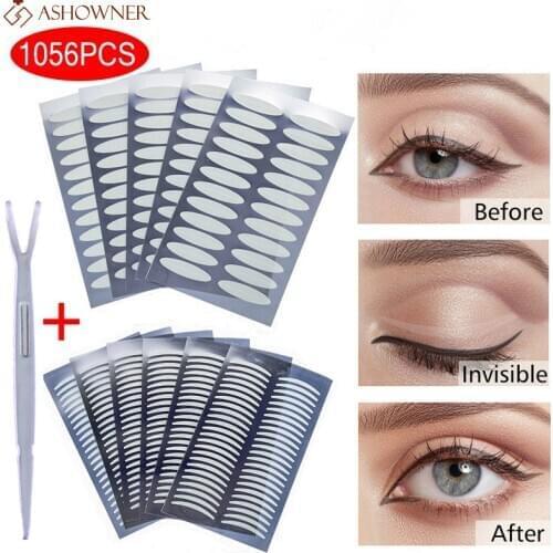 720/1056PC Invisible Double Eyelid Tape Self-Adhesive Transparent Eyelid Stickers Slim/Wide Waterproof Fiber Stickers for eyelid