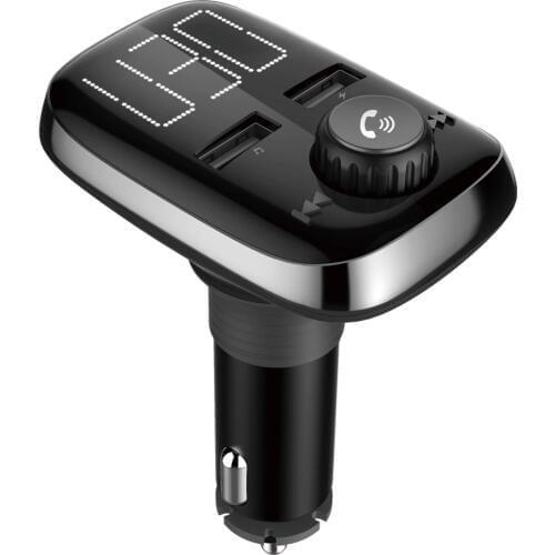 LAMJAD BT74 Bluetooth Car Kit FM Transmitter MP3 Player Dual USB Port Charger 3.4A Fast Charger Voltage Detection SD card Player
