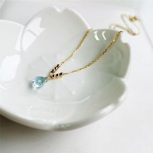 DAIMI 5-6mm Blue Topaz Pendant Necklace 925 Sterling Silver Gemstones Pendant For Women