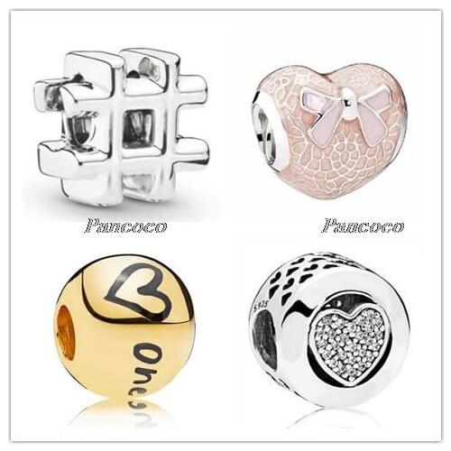 925 Sterling Silver Bead Gold Shining True Uniqueness Charm Beads Fit Pandora Women Bracelet & Necklace Diy Jewelry