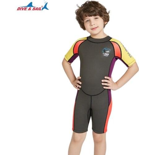 Kids Diving Wetsuit for Boys Girls 2.5MM Neoprene Snorkeling Surfing Swimwear Child Jumpsuit Short Scuba Rashguard Dive Suits
