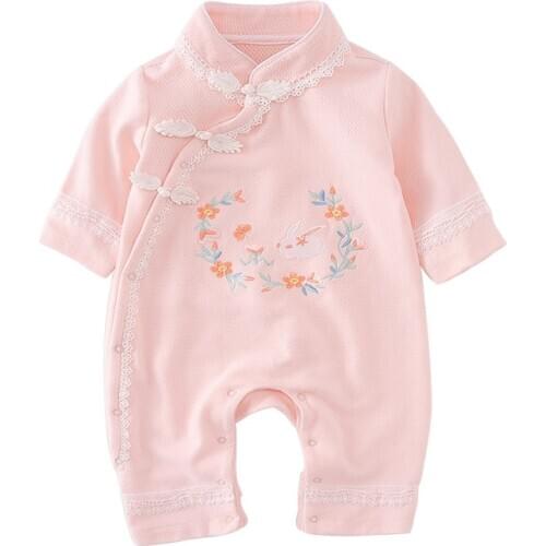 Vlinder Baby Girl Rompers Newborn Baby Clothes Baby Girl Cheongsam Style Romper Long sleeve Jumpsuit Baby Infant Clothes 3M~24M