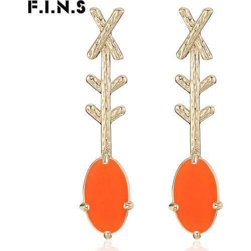 F.I.N.S Big Resin Statement Earrings Korean Geometric Drop Earring For Women Gold Color Alloy Women 2019 Earings Fashion Jewelry