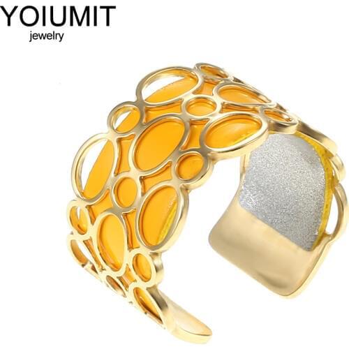 Cremo Cuff Rings Adjustable Size Rings For Female Birthday Gift Gold Stainless Steel Rings Interchangeable Leather Bague Jewelry