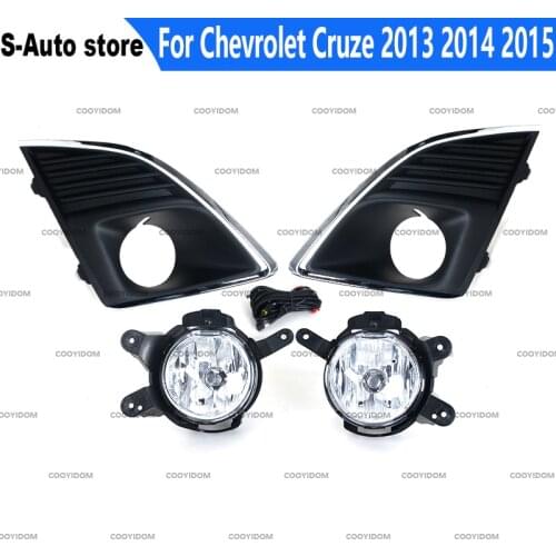 A Set of 12V 35W Car Front Fog Lamp Assembly with Fog Lamp Cover and Relay Switch Button For Chevrolet Cruze 2013 2014 2015
