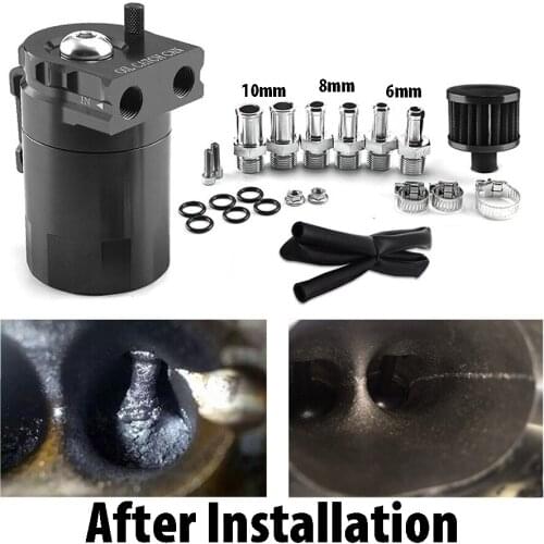 Wooeight 1Set Oil Catch Car Modified Engine Oil Breathable Pot Aluminum Alloy Oil Pot With Air Filter 300ml Gas Recovery Pot