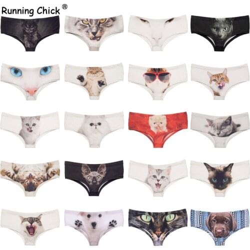 Lovely Pet Cat Pet Dog Printing Seamless Breathable Women Underwear Low Waist Briefs, Women Underwear Set 10pcs