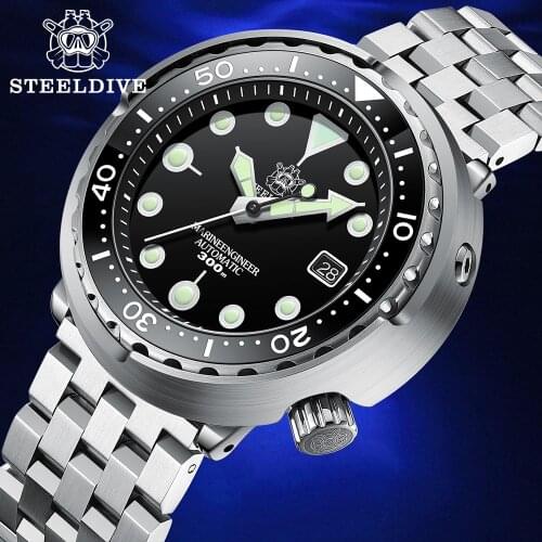 STEELDIVE SD1975 Mens NH35 Automatic Watches Men Dive Watch 300m Waterproof Mechanical Wristwatch Clock Sapphire Glass