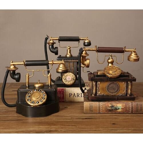 Vintage Home Decor Telephone Vintage Model European Retro Rotary Dial Telephone Set Handmade Old Iron Telephone Props