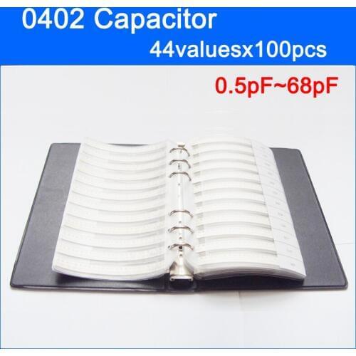 New 0402 SMD Capacitor Sample Book 44valuesX100pcs=4400pcs 0.5pF~68pF Capacitor Assortment Kit Pack