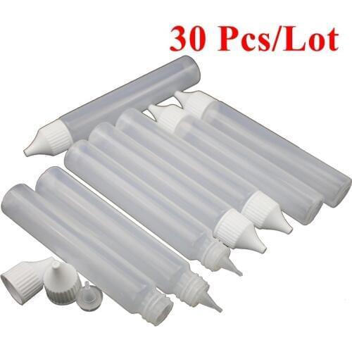 30pcs 30ML Tattoo Accessories Long Slim Dropper Henna Tattoo Plastic Bottle WIth Nozzle Applicator Drawing Ecig Smoking Bottle
