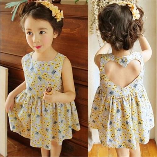Girls dress cat sunflower floral beach cotton baby dress summer girls Korean version of the vest dress kids dress for girls