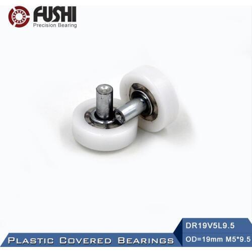 DR19CV5L9.5 Screw Pulley Bearing 5*19*6 mm ( 2 PCS ) Doors and Windows Roller Mute Wheel POM 635 M6*7 Plastic Covered Bearings