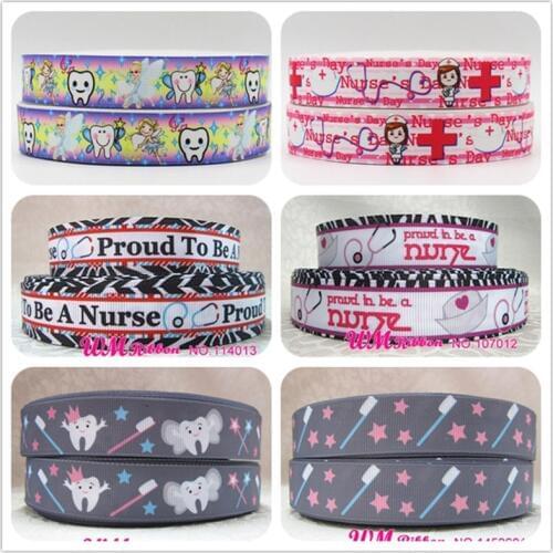 Q&N ribbon 7/8inch 22mm proud to be a nurse printed grosgrain ribbon 50yds/roll free shipping for hair bows or hair accessory