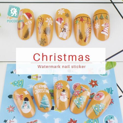 Rocooart New Arrival Water Transfer Christmas Holiday Finger Decoration Snowman Deer Design for Girl Female Nail Sticker