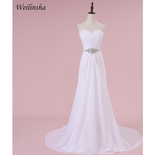 Weilinsha Romantic Sweetheart Wedding Dresses Chiffon A-line Pleats White/ Ivory Bridal Wedding Gowns Robe De Mariage In Stock