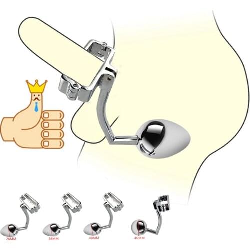 Sex Shop Stainless Steel Metal Anal Hook With Penis Ring For Male, Anal Plug,Penis Chastity Lock,Fetish Cock Ring