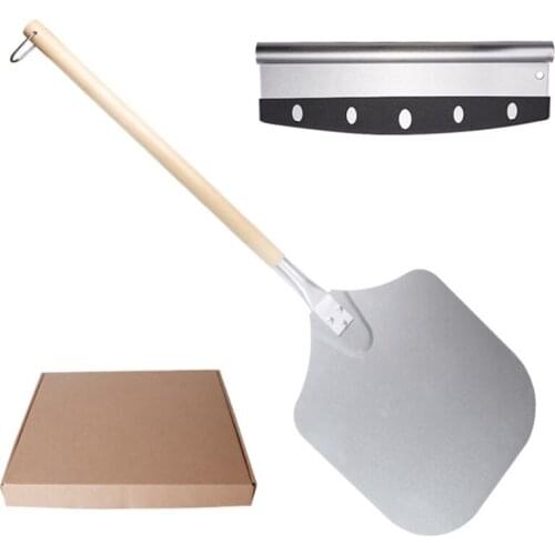 89.5cm Spiral Pattern Detachable Pizza Spatula Aluminum Spatula Baking Tool Pizza Transfer Spatula Cake Baking Cutter