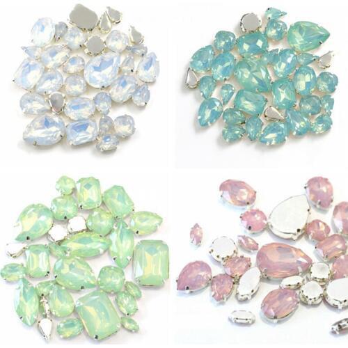 Mixed Size Resin Opal Crystal Flatback Sew On Rhinestones Sliver Base Handicrafts Diy Accessories High Quality Wholesale 150pcs
