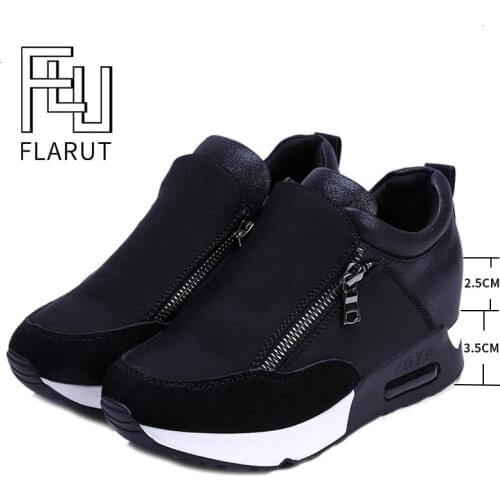 6CM Height Increasing Sport Shoes Women Zip Air Cushion Mesh Sneakers Non-slip Slip On Platform Shoes Soft Athletic Shoe Jogging
