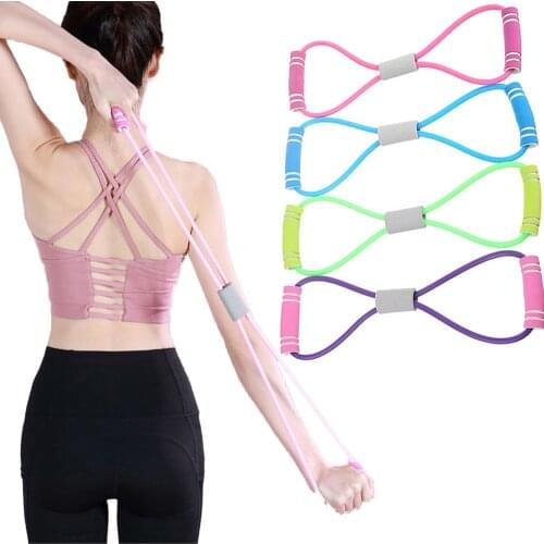 Gym Home Fitness 8 Words Chest Expander Yoga Sport Exercise Pull Rope Rubber Elastic Resistance Bands Muscle Workout Equipment