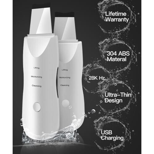 USB Ultrasonic Skin Scrubber Deep Face Cleaning Machine Peeling Shovel Facial Pore Cleaner Face Skin Scrubber Lift Machine Beaut