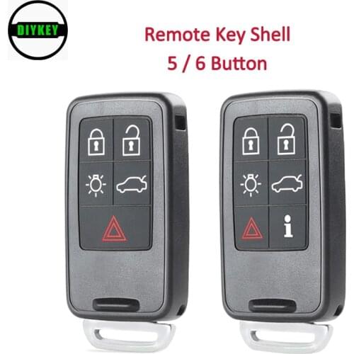 DIYKEY 5/6 Buttons Smart Car Remote Key Shell For Volvo S60L/XC60/S80L/V60/V40 Fob Car Key Blanks Case Cover Replacement