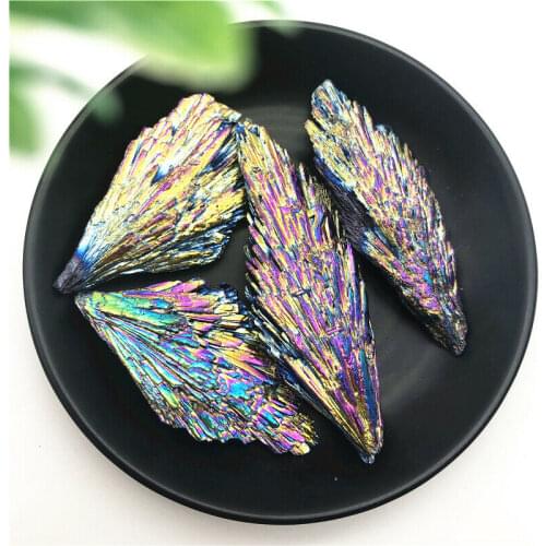 1PC 30-50g Rainbow Titanium Black Tourmaline Aura Quartz Crystal Peacock Tail Crafts Natural Stones and Minerals
