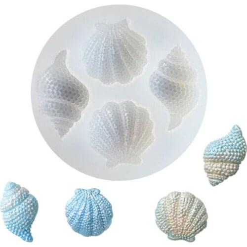 1pc Multi-faceted Shell Conch Mirror Epoxy Silicone Abrasive Simulation Shell Crafts Decoration Mold Chocolate Cake Baking Tool