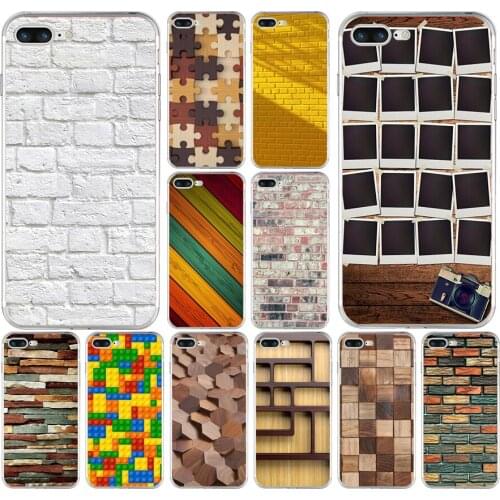 156H wooden wall colour blocking Soft TPU Silicone Cover Case For Apple iPhone 6 6s 7 8 plus Case