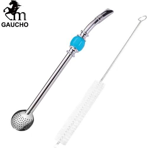 200 PCS/Lot Uruguay Yerba Mate Bombilla 21 CM Stainless Removable Filter Straw With Cleaning Brush Opp Bag Packing Hot Wholesale