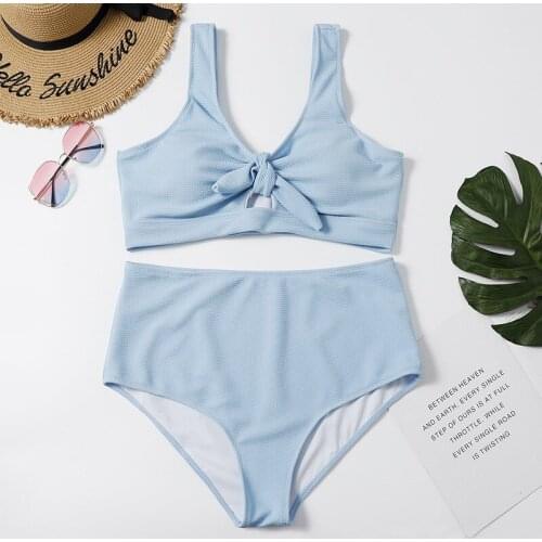 2021 New Fashion Ladies Solid Color Swimsuit Sexy High Waist Quick-drying Split Swimsuit Swimsuit Bikini Suit