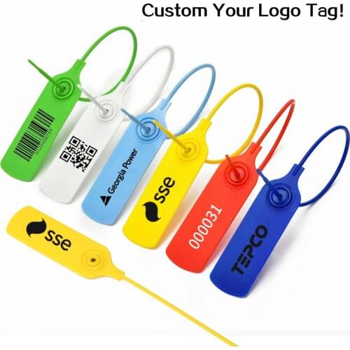 50Pcs Tamper Numbered Tags Plastic Security Seals Custom Container Zip Ties Self-Locking Length 300mm(9.84") Clothes Shoes Seal