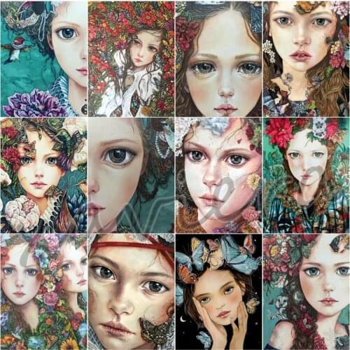 Xaviera Diy 5D Daimond Painting Cute Girl Portrait Diamond Embroidery Full Square Drill Mosaic Rhinestone Picture Cross Stitch