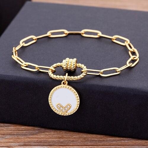 Romantic Bohemian 17 Styles Heart Pendant Bracelets For Women Fashion Beaded Copper Zircon DIY Chain Bracelets Jewelry Gift