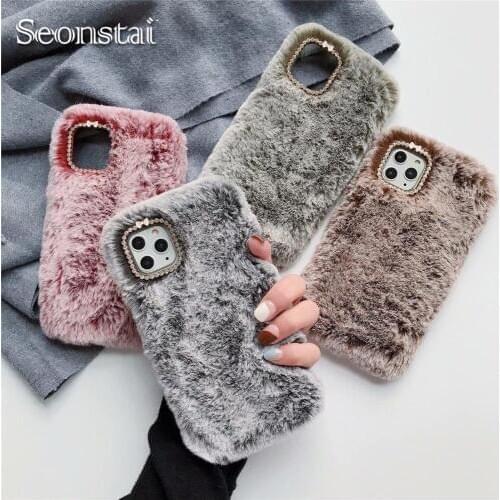 Case for iPhone 11 6 6s 6 Plus 6s Plus 5s 5 Winter Soft Muppet Cute Cover For iPhone 11Pro MAX X 8 7 6 6s Plus Rabbit Fur Cases
