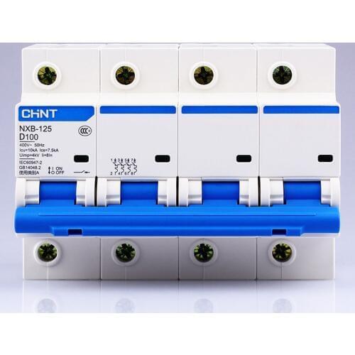CHINT NXB-125 4P AC 230/400V type D air switch D63 80 100 125A DZ47 latest model Short circuit protector